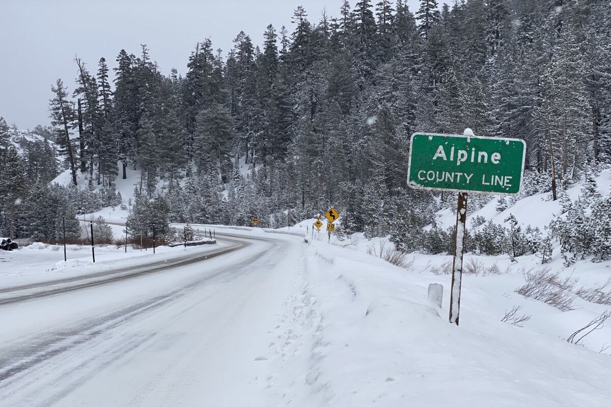 Alpine County snowbound road