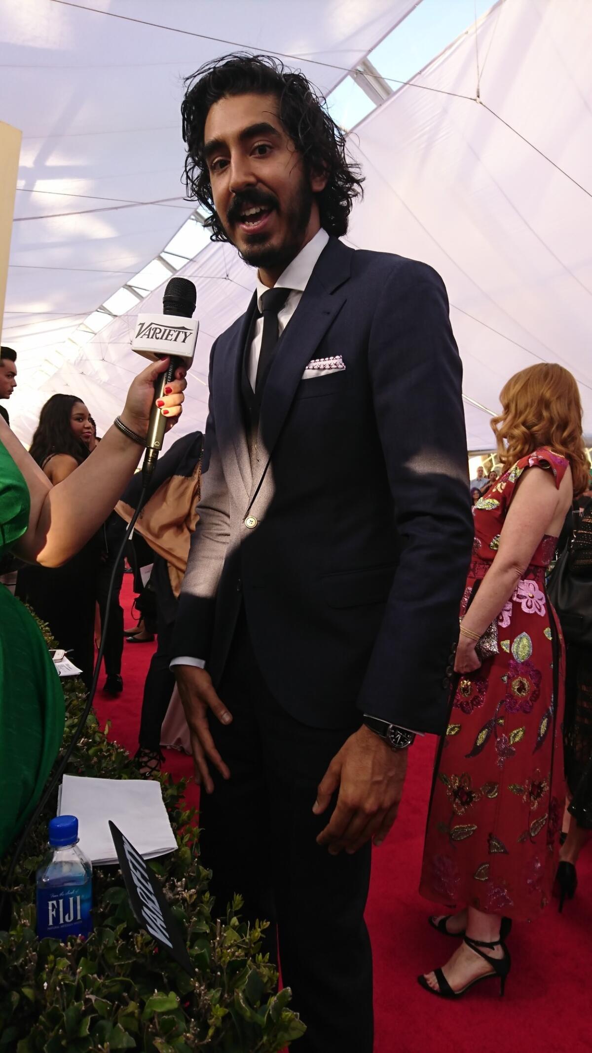 Dev Patel on the SAG Awards red carpet.