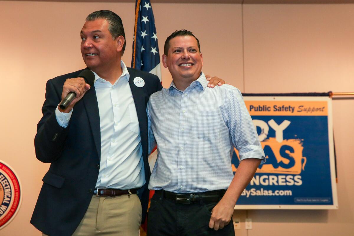 Sen. Alex Padilla, left, with Assemblymember Rudy Salas