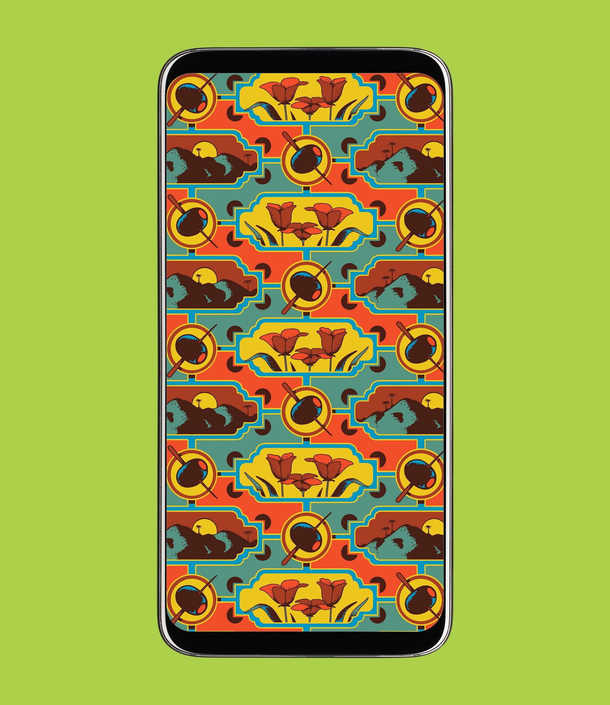 Mockup of a phone background with a Christmas illustration.