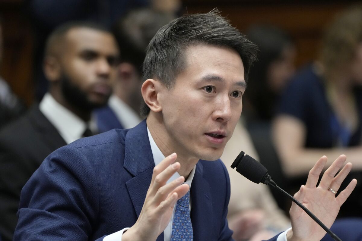 TikTok CEO Shou Zi Chew testifying before Congress
