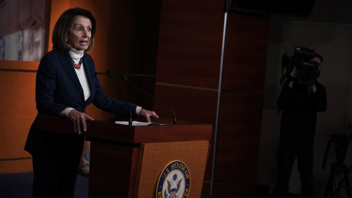 House Speaker Nancy Pelosi (D-San Francisco) speaks during a weekly news conference Thursday on Capitol Hill in Washington, D.C.