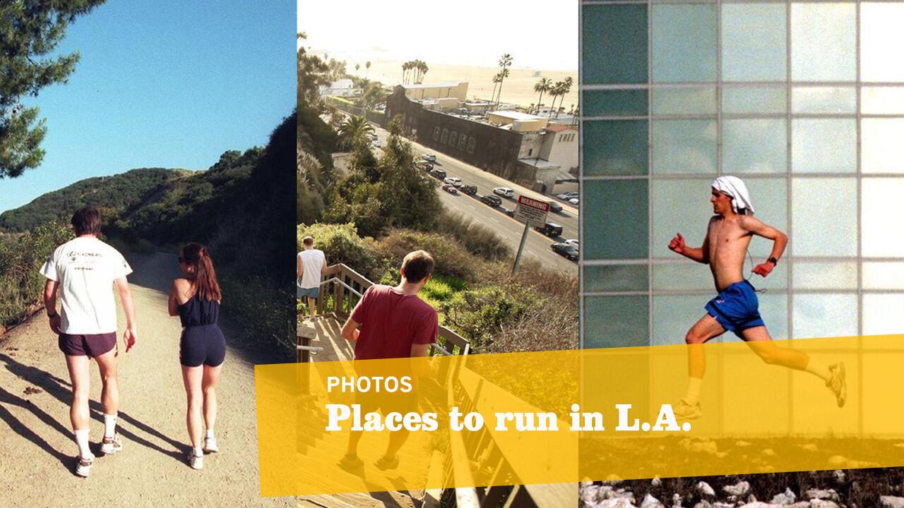 There's no need for an expensive gym membership. With an average of 266 days of sunshine a year, L.A.'s spectacular weather nearly begs you to ditch the treadmill for the beach, hiking trail or park. And many are right in our backyards -- or at least only a short drive away. We've collected 13 of our favorite places to run in L.A., from scenic ocean-side paths in Santa Monica and Venice to more rigorous inclines in Griffith Park and Rustic Canyon. -- Kelsey Ramos, Los Angeles Times