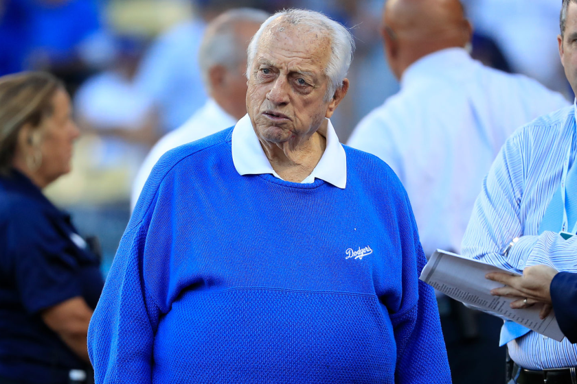 LOS ANGELES, CA - OCTOBER 04: Former MLB player and manager Tommy Lasorda.