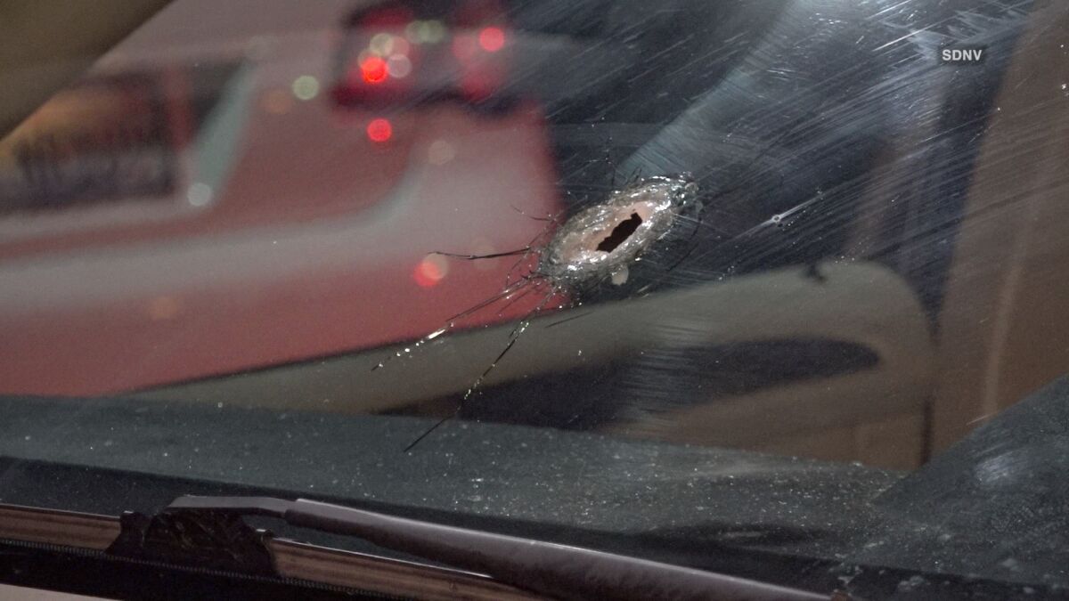 A gunman fired through a car windshield in San Ysidro, injuring the driver. 