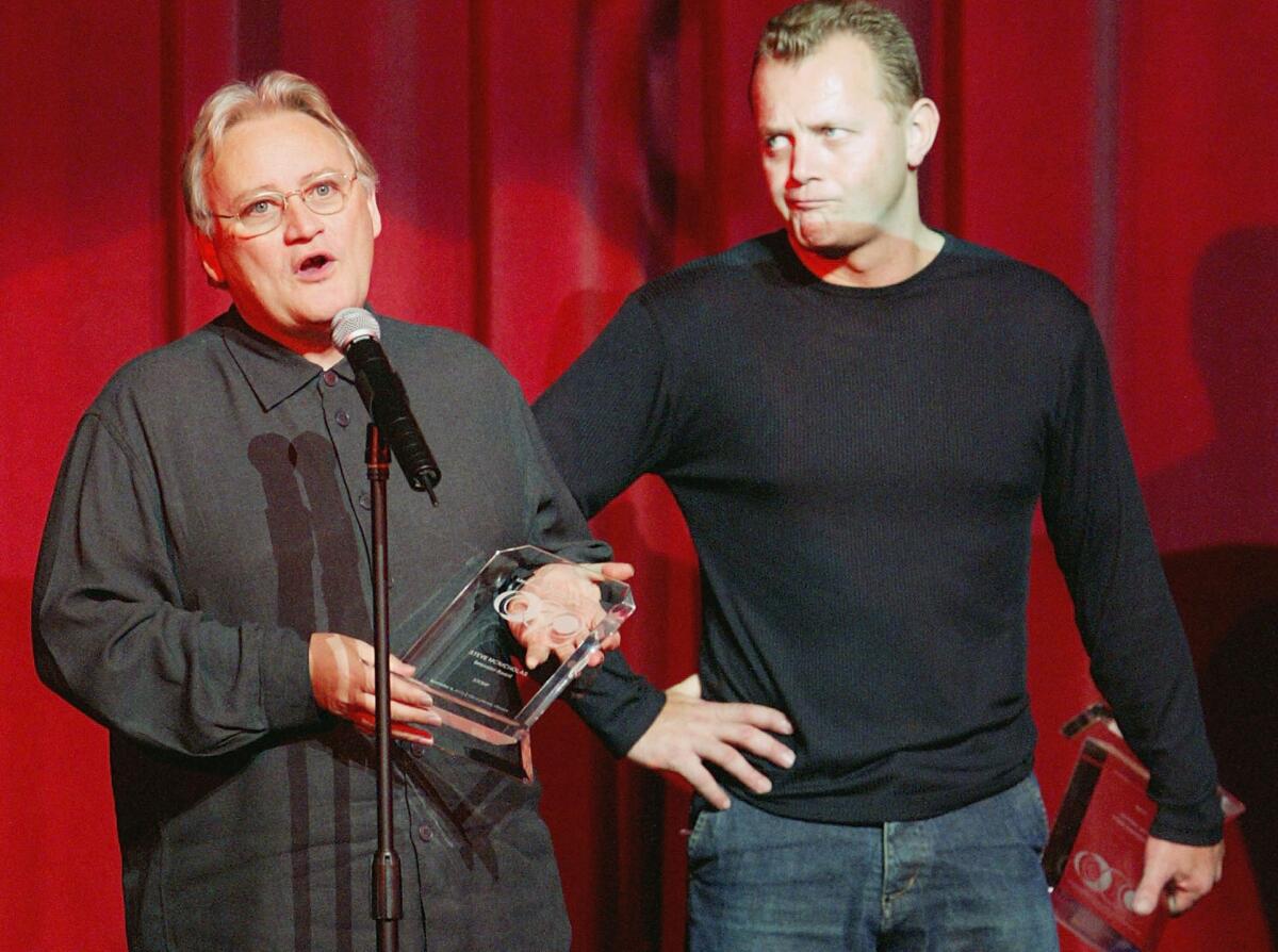 Choreographers Luke Cresswell and Steve McNicholas of "Stomp" accepts the Innovator Award at the 9th Annual American Choreography Awards held at the Orpheum Theater on Nov. 9, 2003.