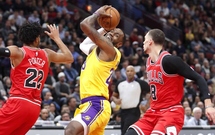 Lebron James And Reserves Lead Lakers To Win Over Bulls Los Angeles Times