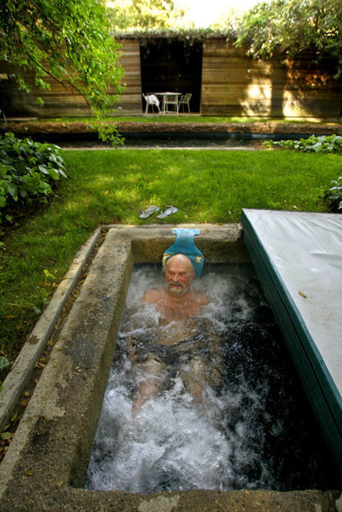 Ray Kappe in his spa.