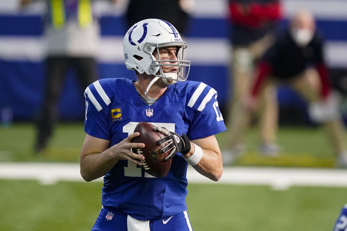 Indianapolis Colts quarterback Philip Rivers prepares to throw against the Houston Texans.