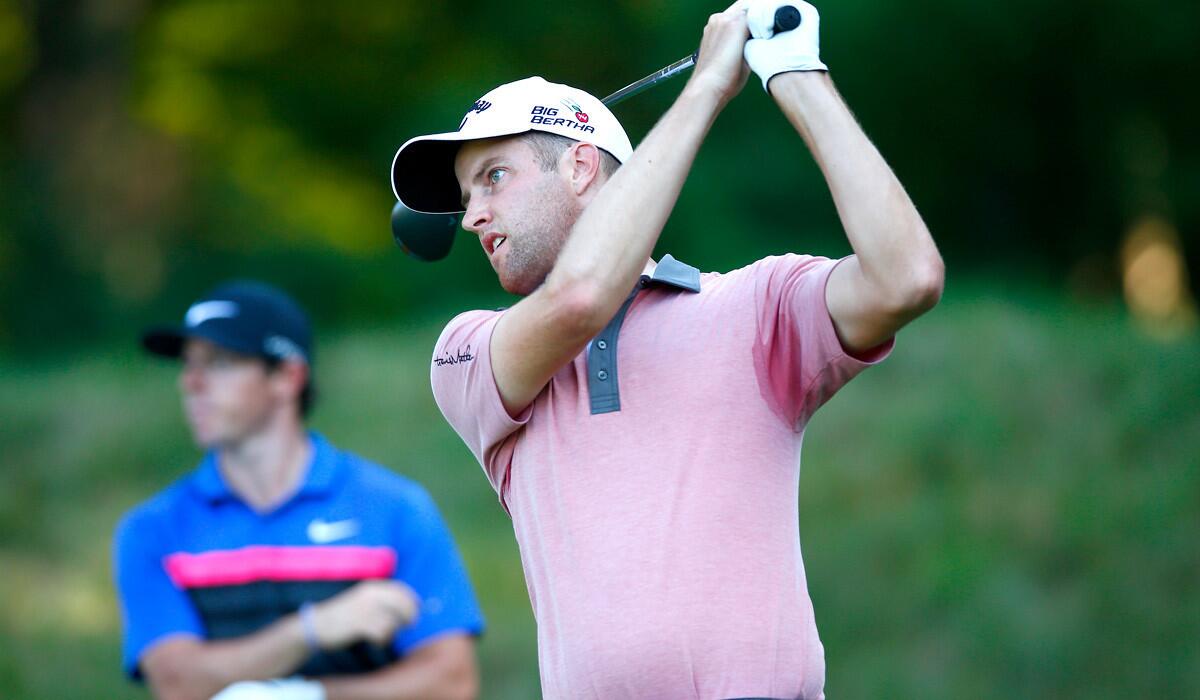 Chris Kirk tees off at No. 15 during the final round of the Deutsche Bank Championship at TPC Boston on Sunday.