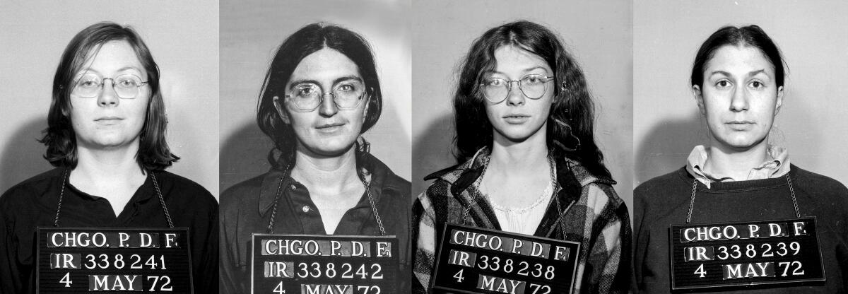 Black-and-white mugshots of four women