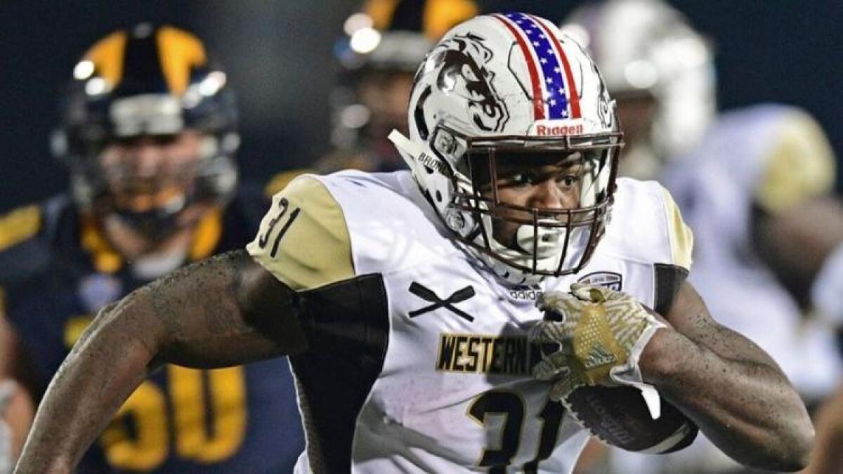 Western Michigan running back Jarvion Franklin, a 225-pound bruiser, rushed for 1,353 yards last season and, according to USC coach Clay Helton, is “great between the tackles.”
