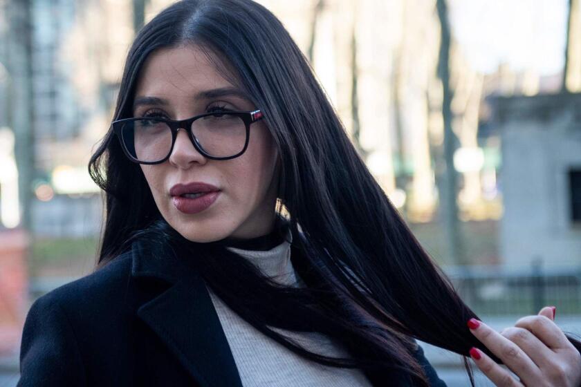 The wife of Joaquin "El Chapo" Guzman, Emma Coronel Aispuro, arrives at the US Federal Courthouse in Brooklyn January 9, 2019 in New York. - The trial, which began on November 5, 2018 with jury selection, is expected to last four months. "El Chapo" Guzman stands accused of smuggling more than 155 tons of cocaine into the United States over a period of 25 years. If convicted, the 61-year-old Guzman could spend the rest of his life behind bars in a maximum security US prison. (Photo by Johannes EISELE / AFP)JOHANNES EISELE/AFP/Getty Images ** OUTS - ELSENT, FPG, CM - OUTS * NM, PH, VA if sourced by CT, LA or MoD **