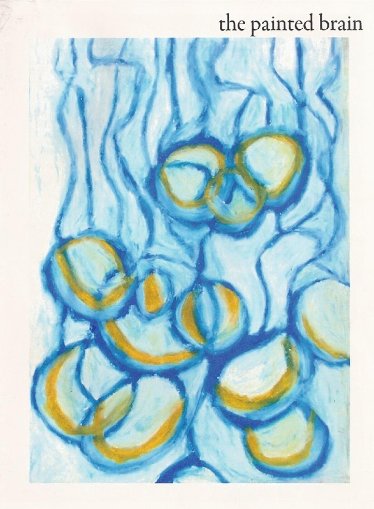 Painted Brain magazine cover, the art is of blue and yellow cells