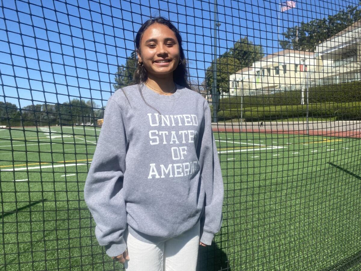 Soccer star Alyssa Thompson of Harvard-Westlake poses for a photo on campus.