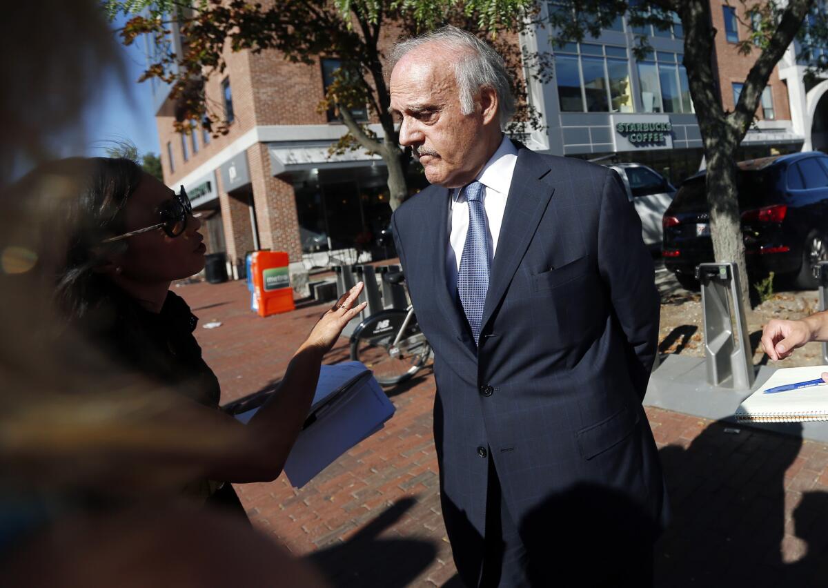 GlobalPost President and Chief Executive Philip Balboni talks with reporters Aug. 20 in Boston on Aug. 20.