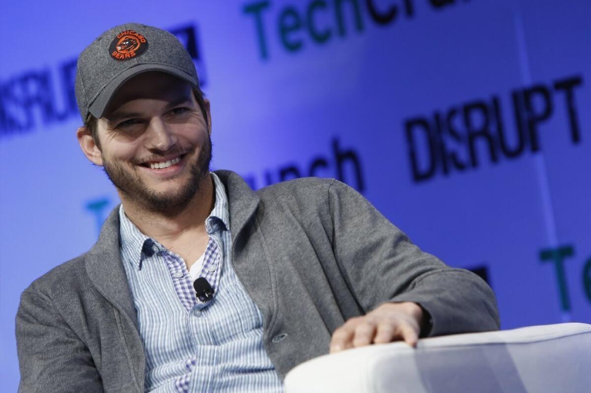 Ashton Kutcher speaks at TechCrunch Disrupt in New York City on Wednesday.