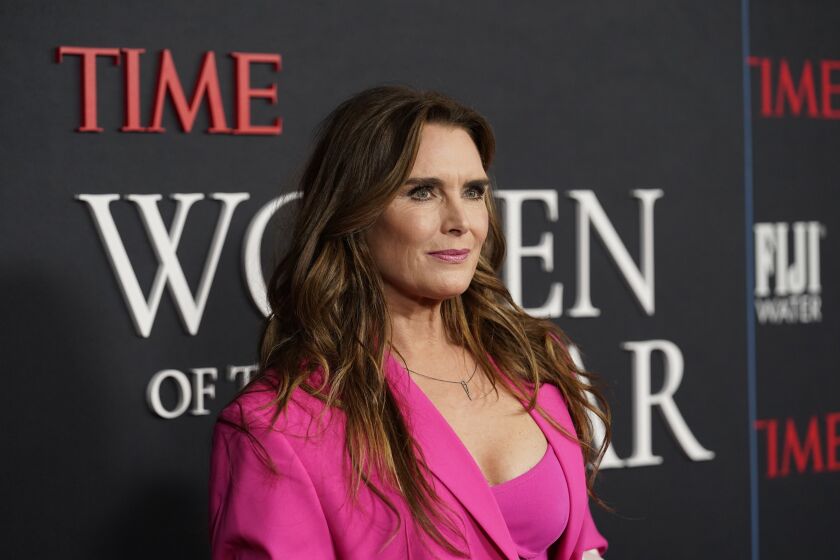 Brooke Shields arrives at Time's second annual Women of the Year Gala on Wednesday, March 8, 2023, at the Four Seasons Hotel in Los Angeles. (AP Photo/Chris Pizzello)