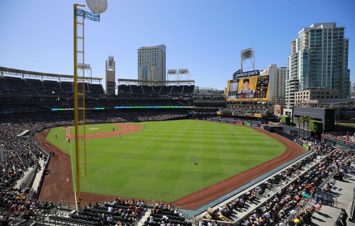 Fences at Petco Park have been moved closer to home plate in certain places (witness the deck in right field at bottom).