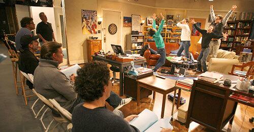 THE RETURN: The cast and producers of The Big Bang Theory get back in the rhythm of things during a run-through.