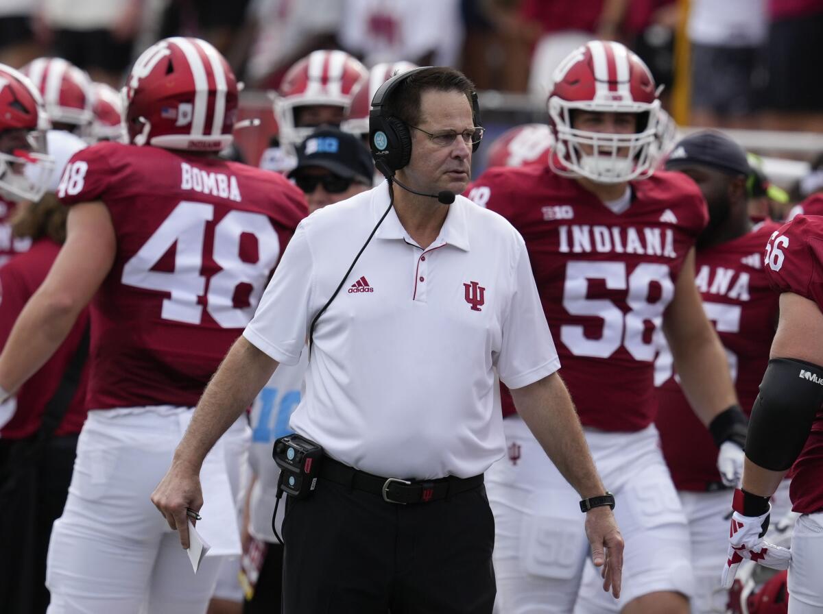 Indiana coach Curt Cignetti watches his team play against Florida International on Aug. 31.