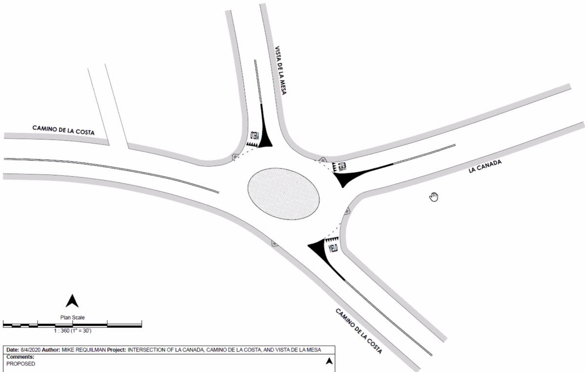 The proposed traffic circle would be more like an ellipse, resident Paul Ross said.