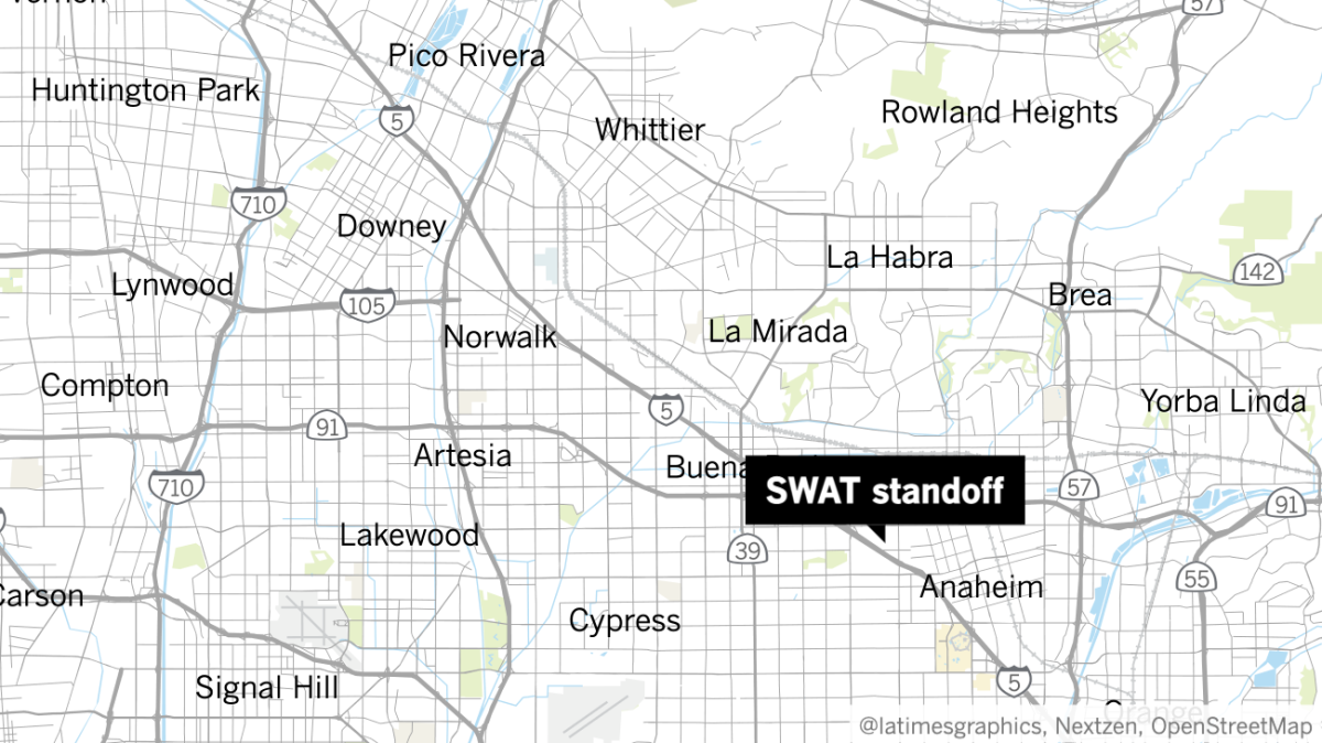 Map shows Anaheim location of a SWAT standoff