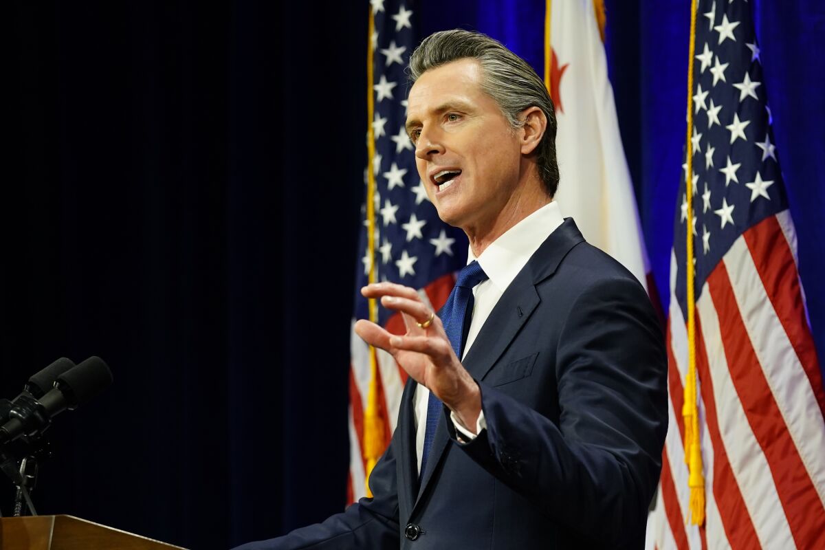 California Gov. Gavin Newsom delivers his 2020 State of the State address in Sacramento.
