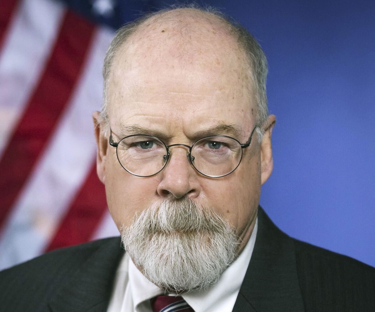 FILE - This 2018 portrait released by the U.S. Department of Justice shows Connecticut's U.S. Attorney John Durham. The latest filing from special counsel John Durham in his investigation into the origins of the Trump-Russia probe has been seized on by the conservative media and Donald Trump himself as vindication of the former president's oft-repeated claims that he was "spied" on. (U.S. Department of Justice via AP, File)