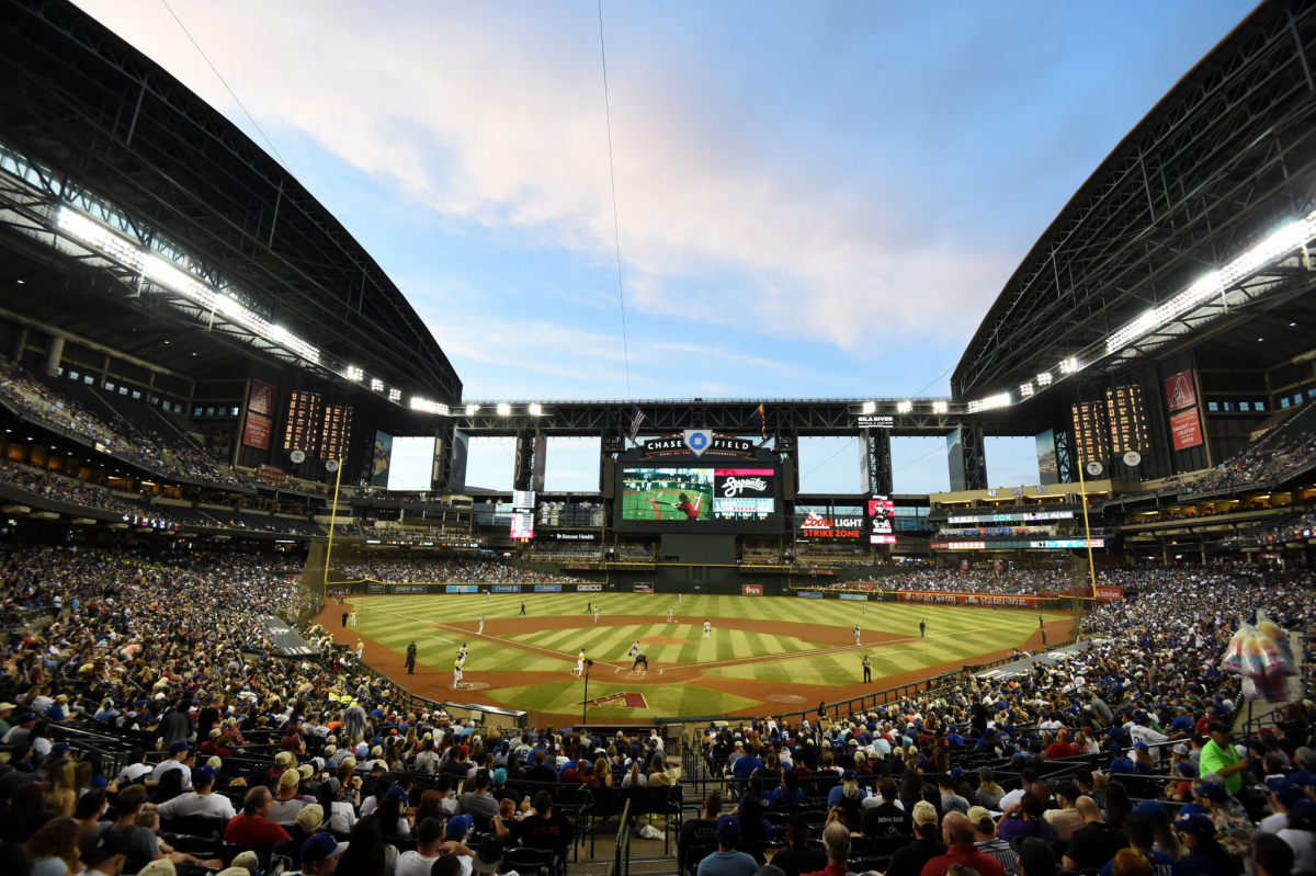 A view of Chase Field in Phoenix during Saturday's game between the Dodgers and Diamondbacks.