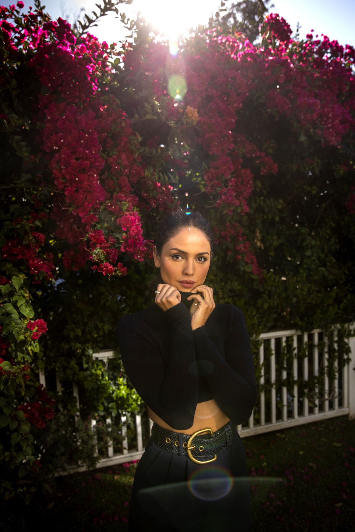 Actress Eiza Gonzalez is photorgraphed in the backyard of her Sherman Oaks, CA, home