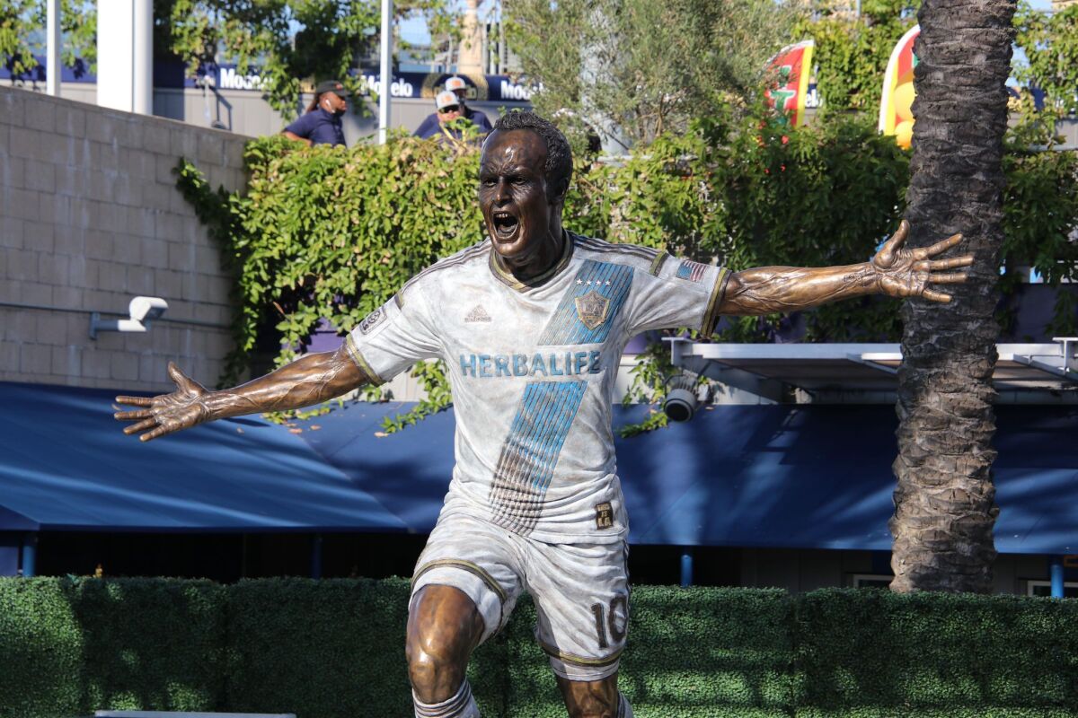 Statue of former Galaxy great Landon Donovan was unveiled last year outside Dignity Health Sports Park in Carson.