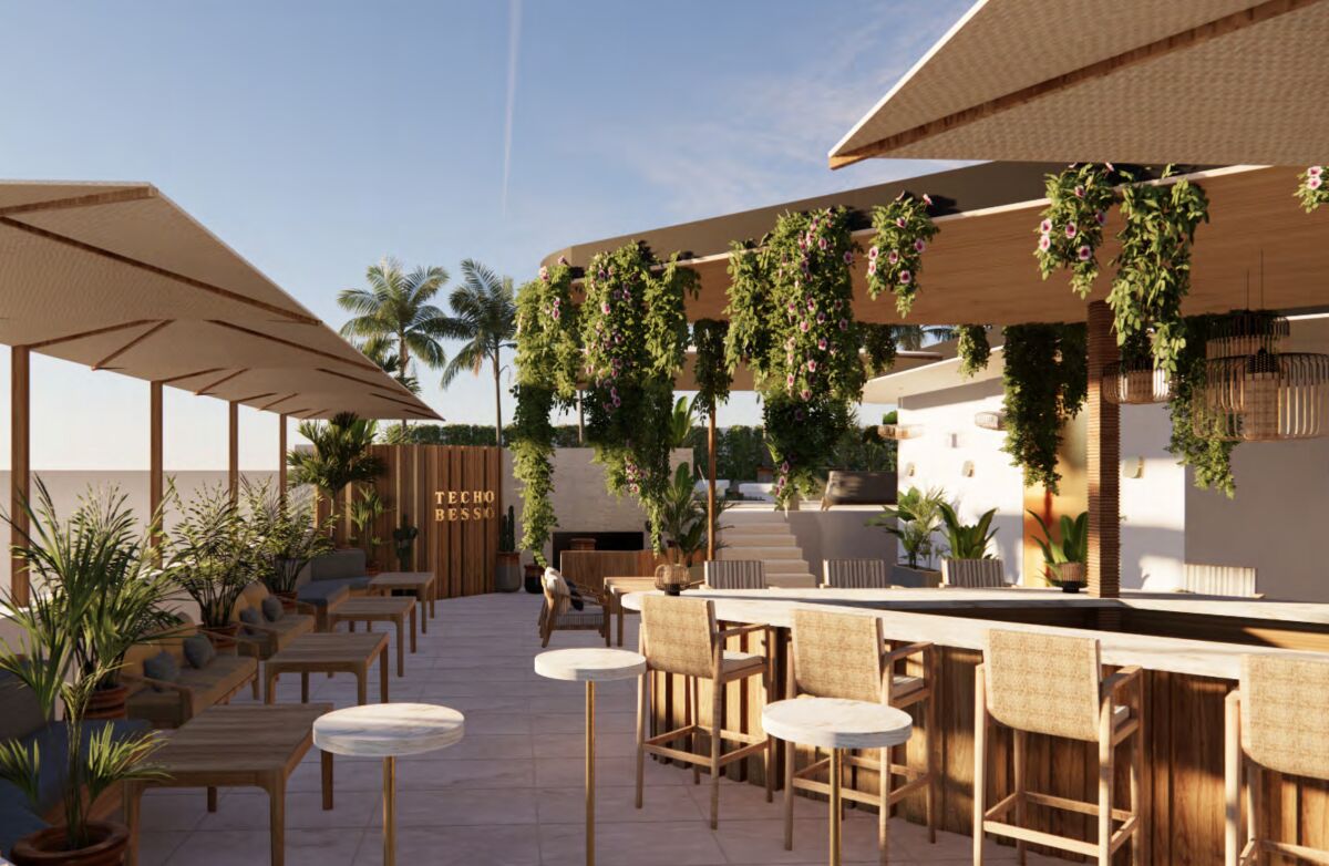 Representación artística del restaurante-bar en la azotea Techo Beso, que abrirá próximamente.