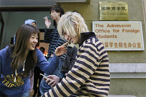 Students at Beijing Language and Culture University in the Haidian District in Beijing, China, relax between classes. The school is open to Americans and other foreigners who are there mostly to learn Mandarin.