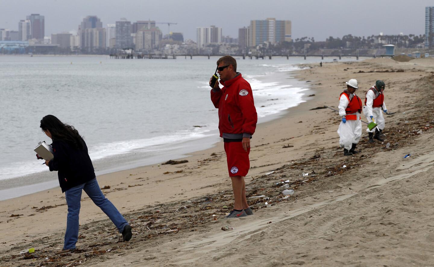 Tar balls wash ashore in Long Beach