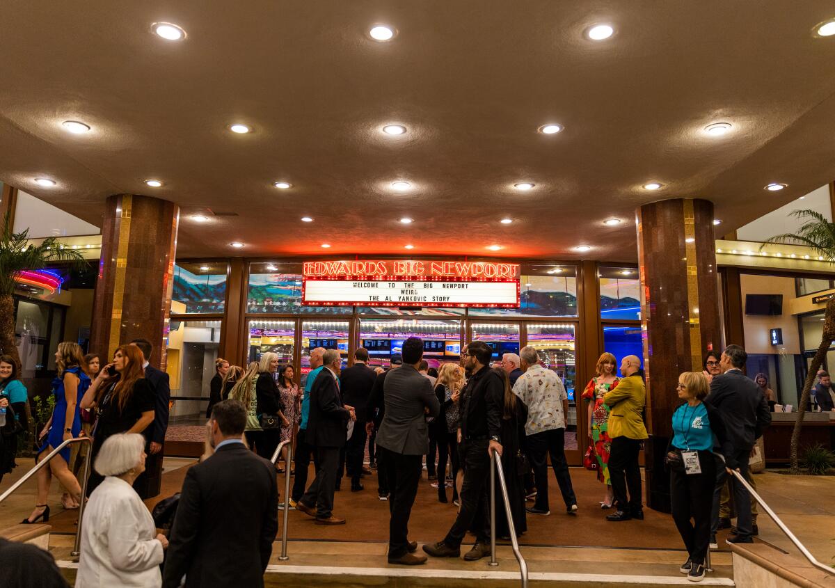 Audiences gather outside the theater during the Newport Beach Film Festival.