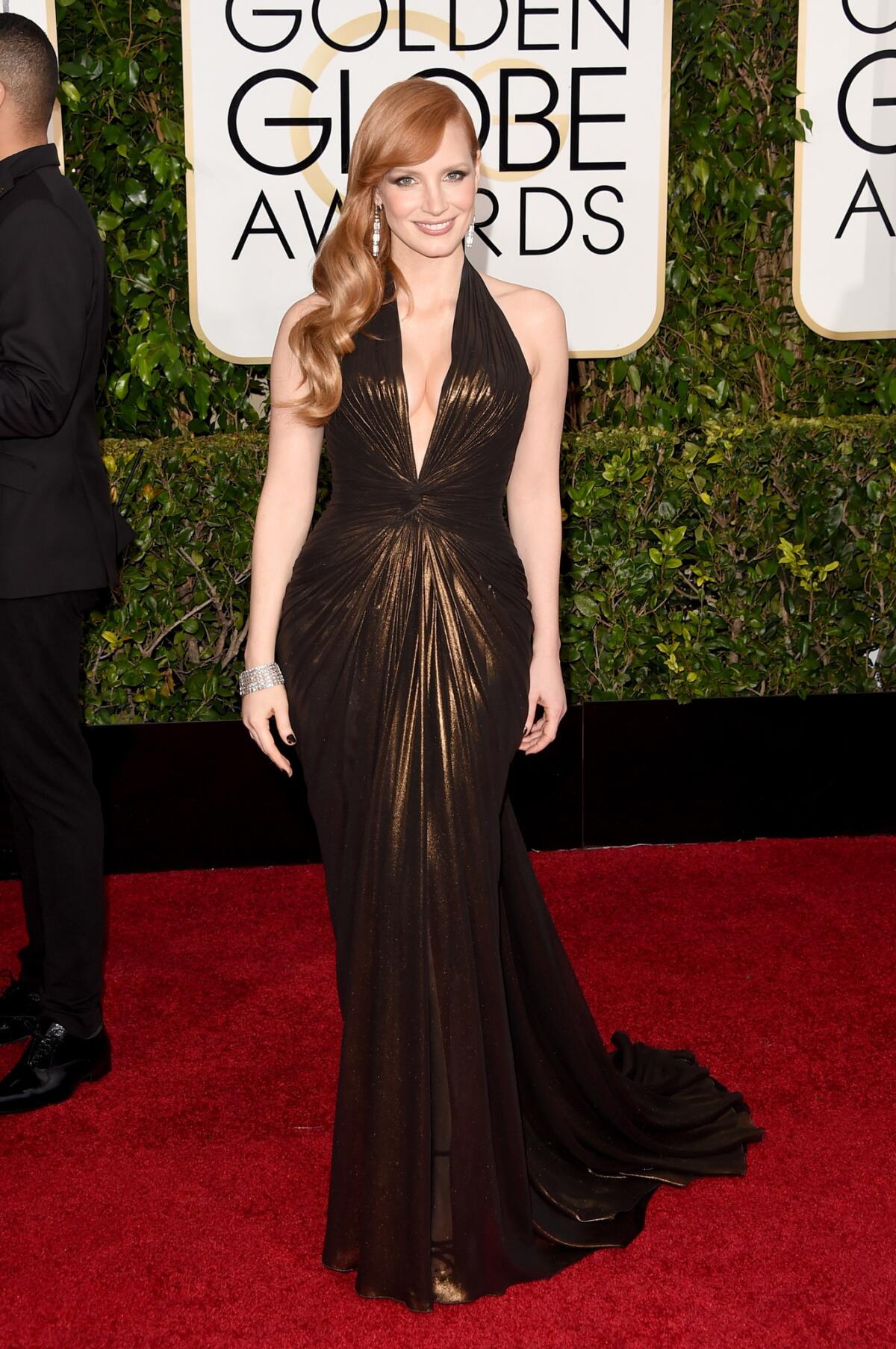 BEVERLY HILLS, CA - JANUARY 11: Actress Jessica Chastain attends the 72nd Annual Golden Globe Awards at The Beverly Hilton Hotel on January 11, 2015 in Beverly Hills, California. (Photo by Jason Merritt/Getty Images) ** OUTS - ELSENT, FPG - OUTS * NM, PH, VA if sourced by CT, LA or MoD **