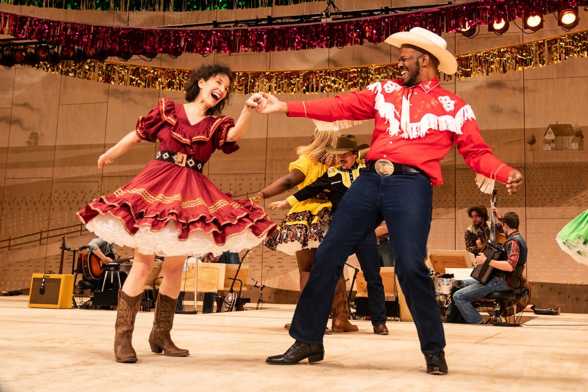 Barbara Walsh and Patrick Clanton dance in a performance of “Oklahoma!"