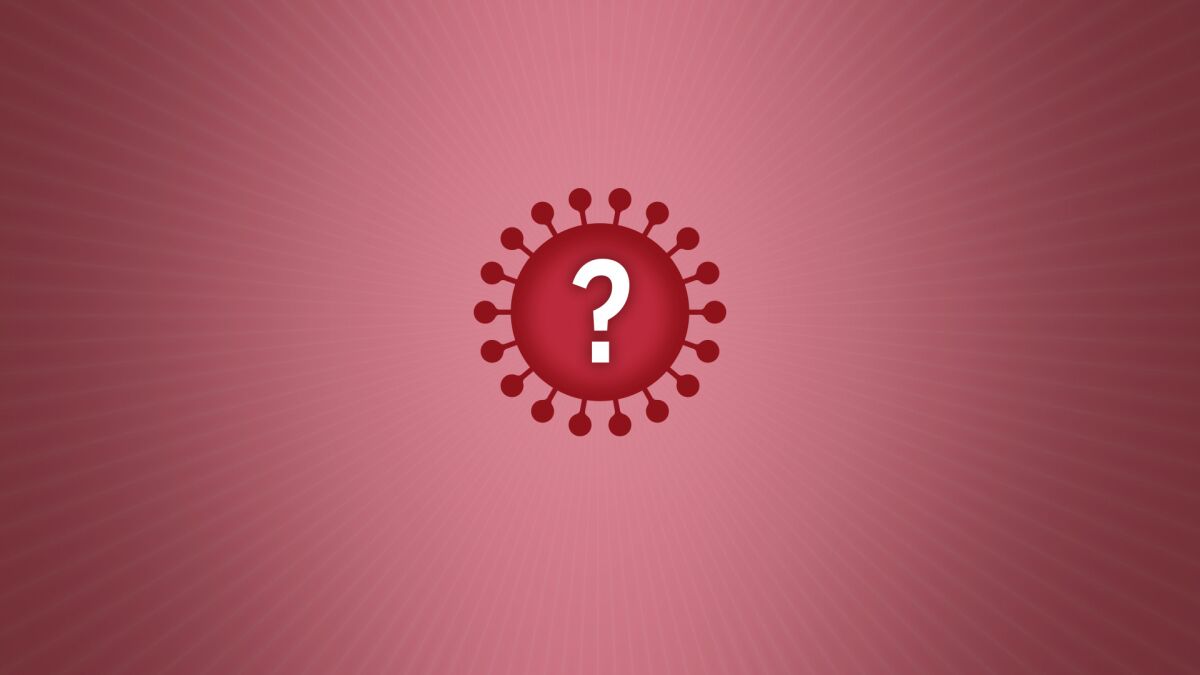 Illustration of coronavirus with question mark inside
