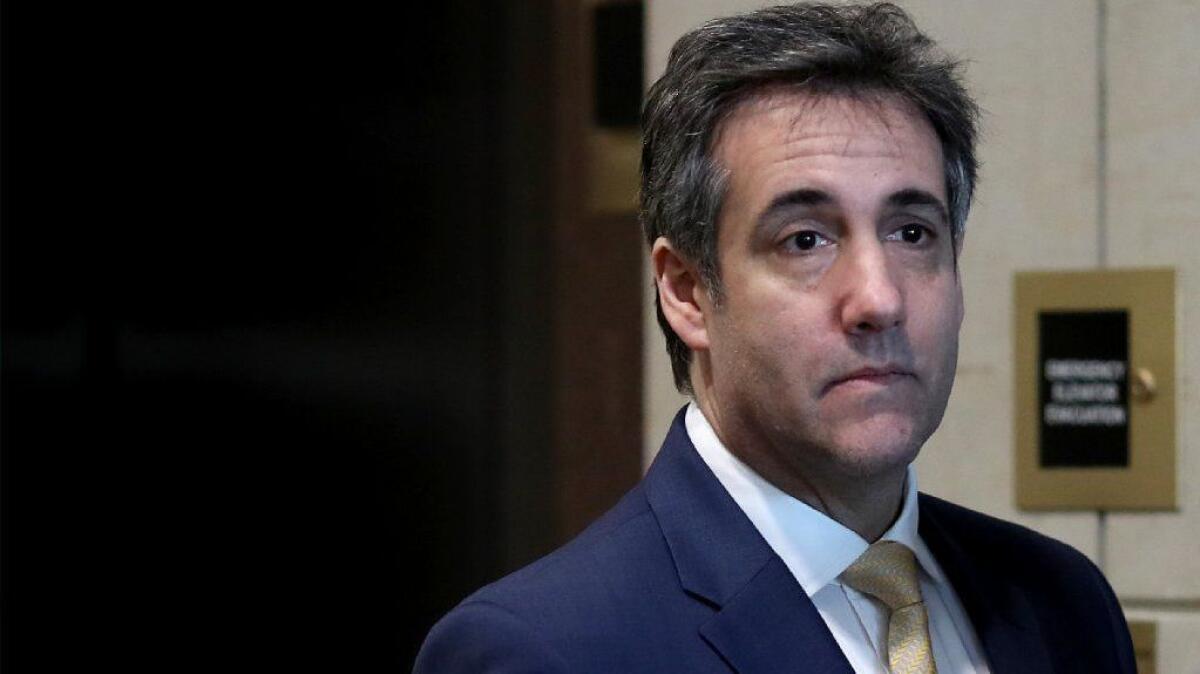 Michael Cohen, President Trump's former personal attorney, arrives for a closed hearing before the House Intelligence Committee at the U.S. Capitol on Feb. 28.