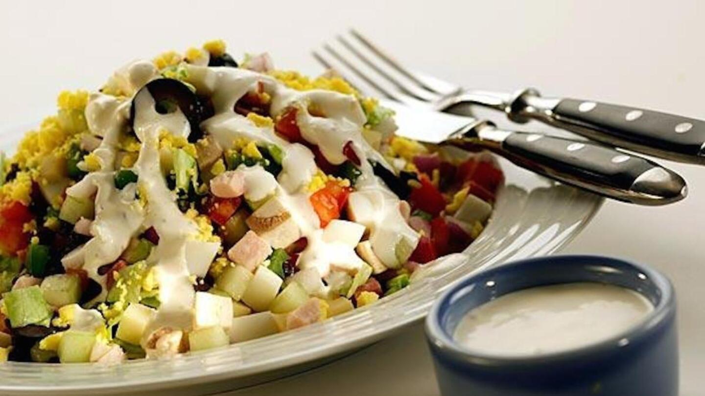 Chopped salad with ranch-style dressing