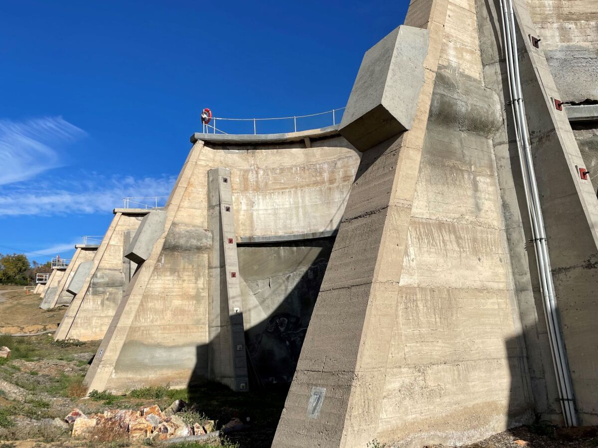 An arch of the San Dieguito Reservoir Dam, where improvements were done by SFID.