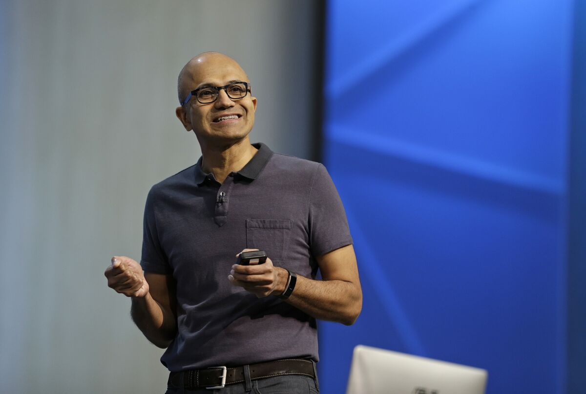 Microsoft CEO Satya Nadella has defended the company's work for oil and gas companies against employees concerned about climate change.