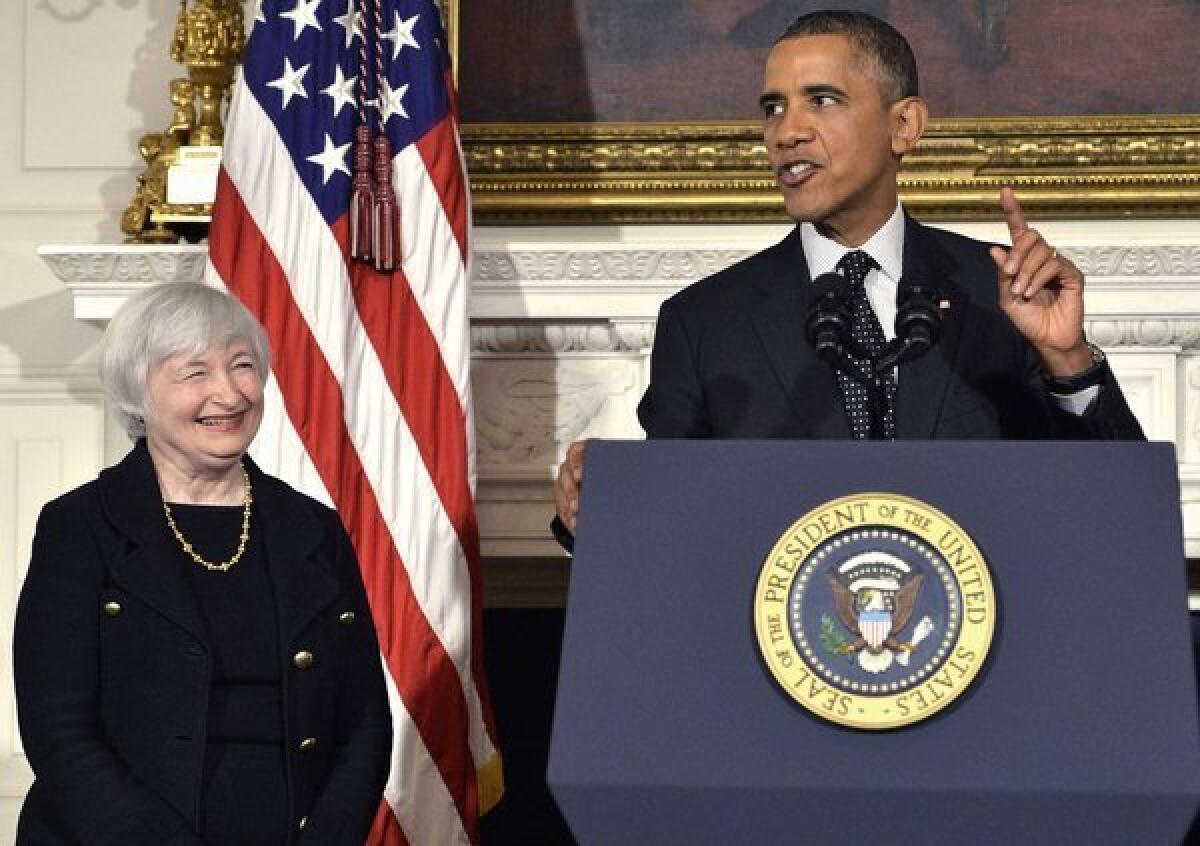 President Obama announces his nomination of economist Janet Yellen as Federal Reserve chairman at the White House.