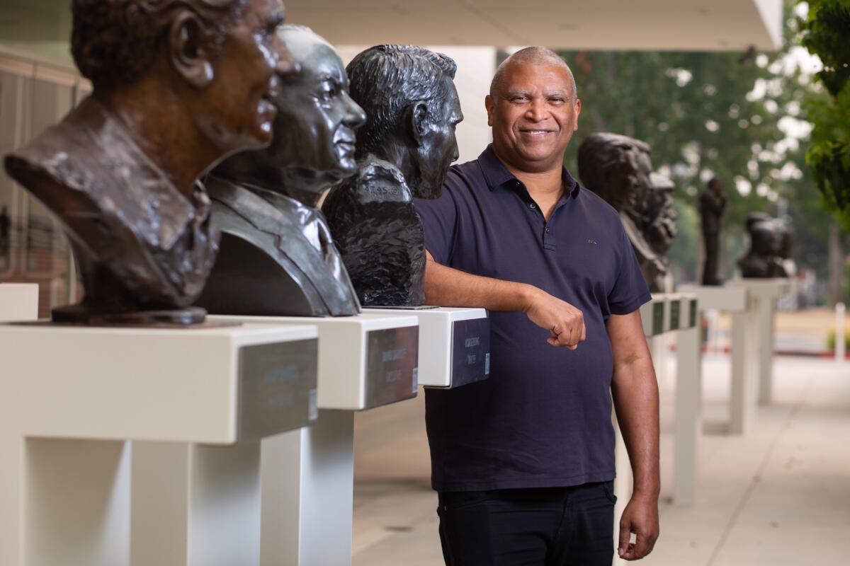 Reginald Hudlin, the first Black executive producer of the Emmys, poses for a portrait at the Television Academy.
