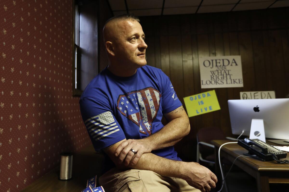 Richard Ojeda at his campaign headquarters in Logan, W.Va. The Army Ranger veteran and Democrat is running for Congress in a district President Trump won by 50 percentage points.