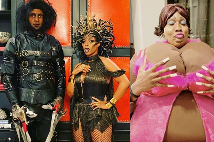 LeBron and Savannah James as LeEdward Scissorhands and Medusa with Dwight Howard as female character from "Norbit."