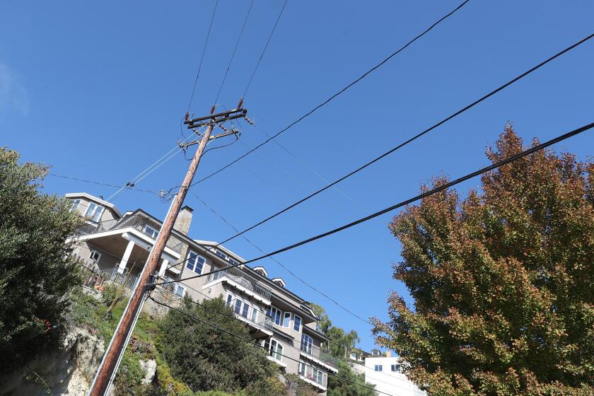 Powerlines in the Diamond Crestview neighborhood in Laguna Beach on October 4th, 2022. An underground utility assessment district is being voted on Tuesday at the Laguna Beach City Council meeting.