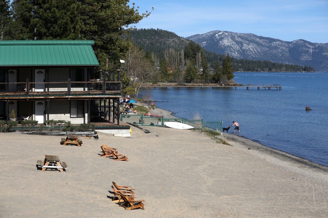 Mourelatos Lakeshore Resort on the north shore of Lake Tahoe