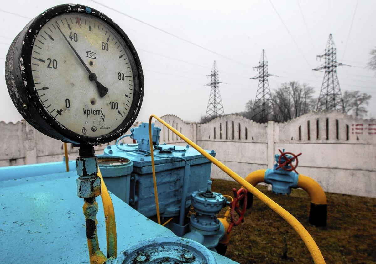 Part of a gas pipeline near Kiev, Ukraine. Russia sells natural gas to a number of European countries.